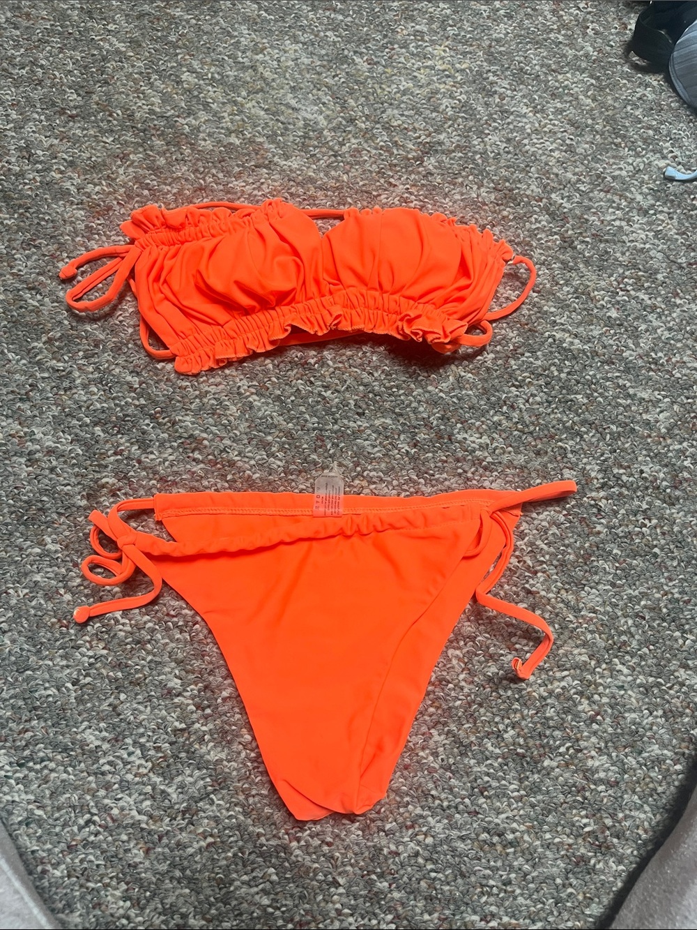 SHEIN Neon Orange Ruffle Tie-Side Bikini